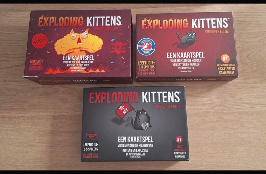 3 verschillende exploding Kittens, Ophalen of Verzenden, Zo goed als nieuw