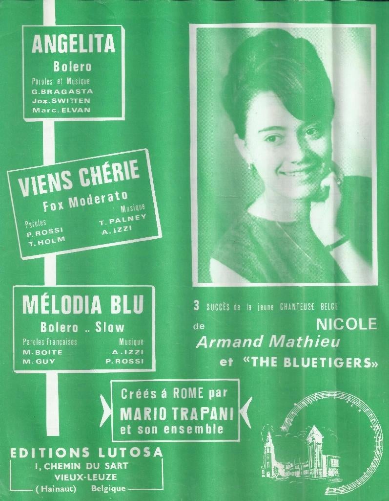 B0 58 bladmuziek nicole angelita - viens cherie melodia blu, Muziek en Instrumenten, Bladmuziek, Zang, Gebruikt, Klassiek, Ophalen of Verzenden