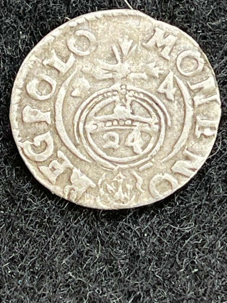 Bodemvondst  Zilveren Poltorak/3 polker/1/24 thaler uit 1624, Ophalen of Verzenden, Polen, Losse munt, Zilver