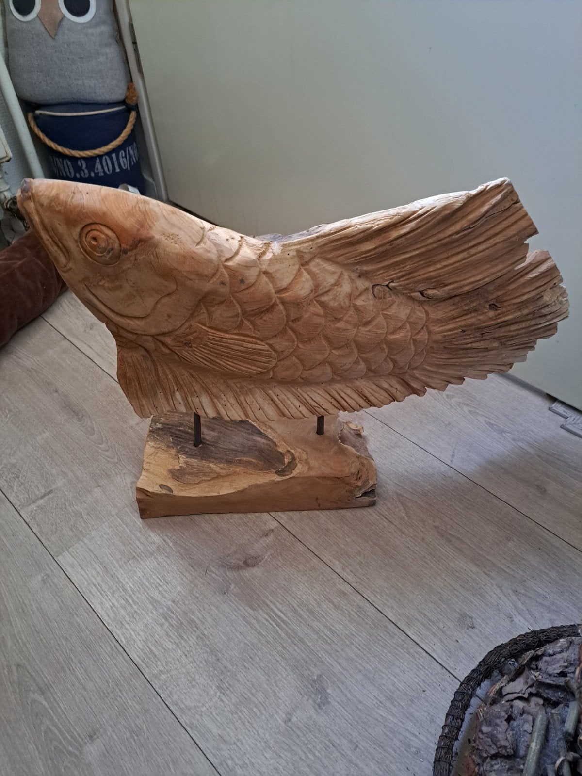 mooie super grote houten vis zgan, Ophalen, Zo goed als nieuw