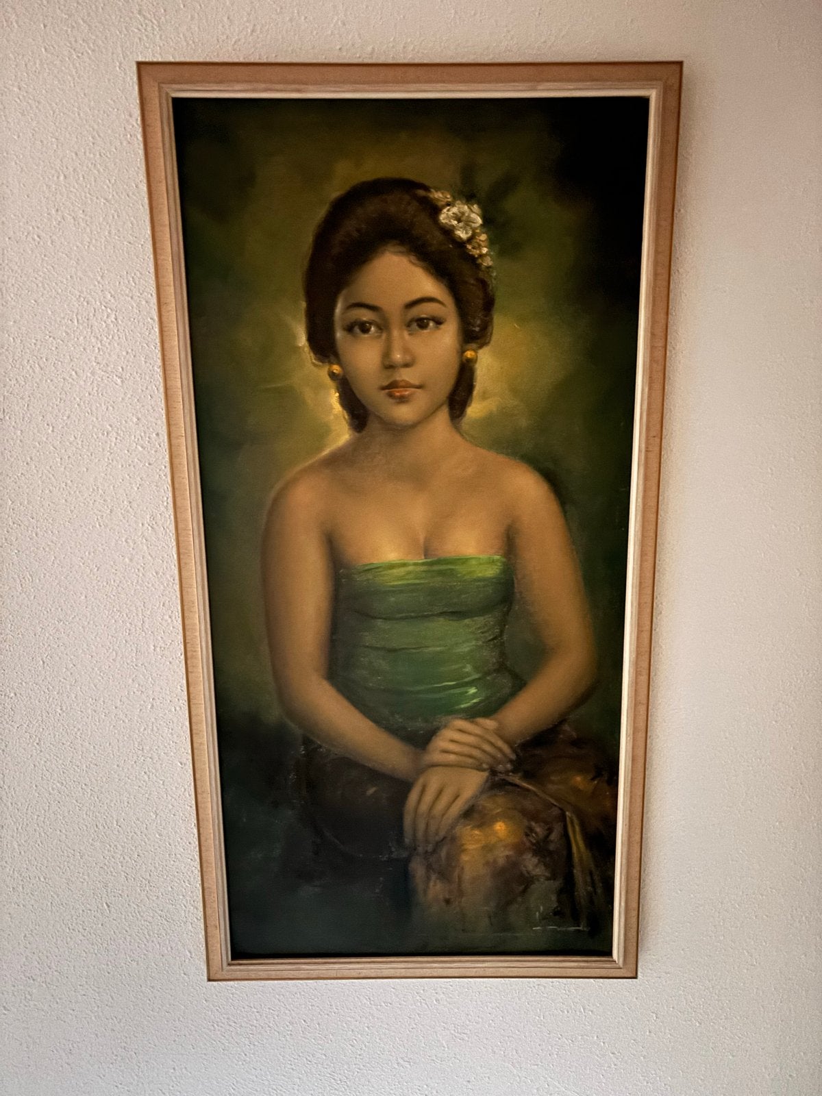 Prachtig Indisch schilderij van een vrouw, Ophalen, Schilderij, Overige materialen, 140 cm