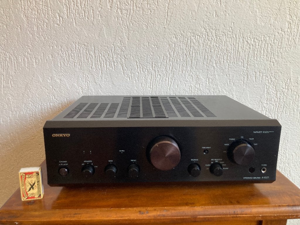 Onkyo A-9377 wrat integrated implifier zwart hifi versterker, Ophalen of Verzenden, Zo goed als nieuw, 120 watt of meer, Onkyo