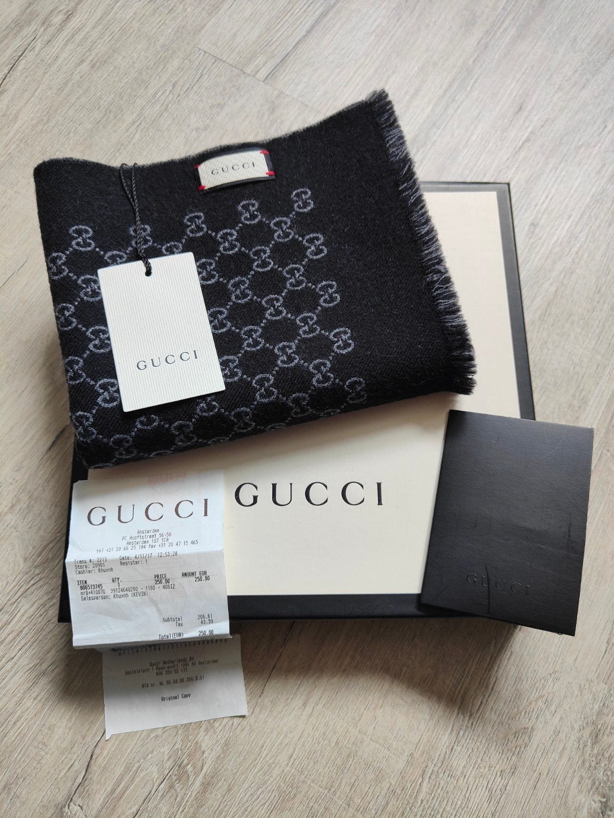 Gucci GG Jacquard Sjaal - Zwart/Grijs, Maat 46/48 (XL) of groter, Nieuw, Ophalen of Verzenden, Gucci
