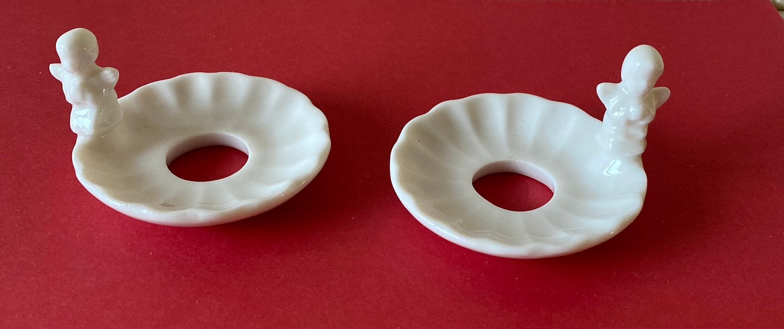 brocante druppelvangers/bobeches met engeltjes voor kaarsen, Ophalen of Verzenden