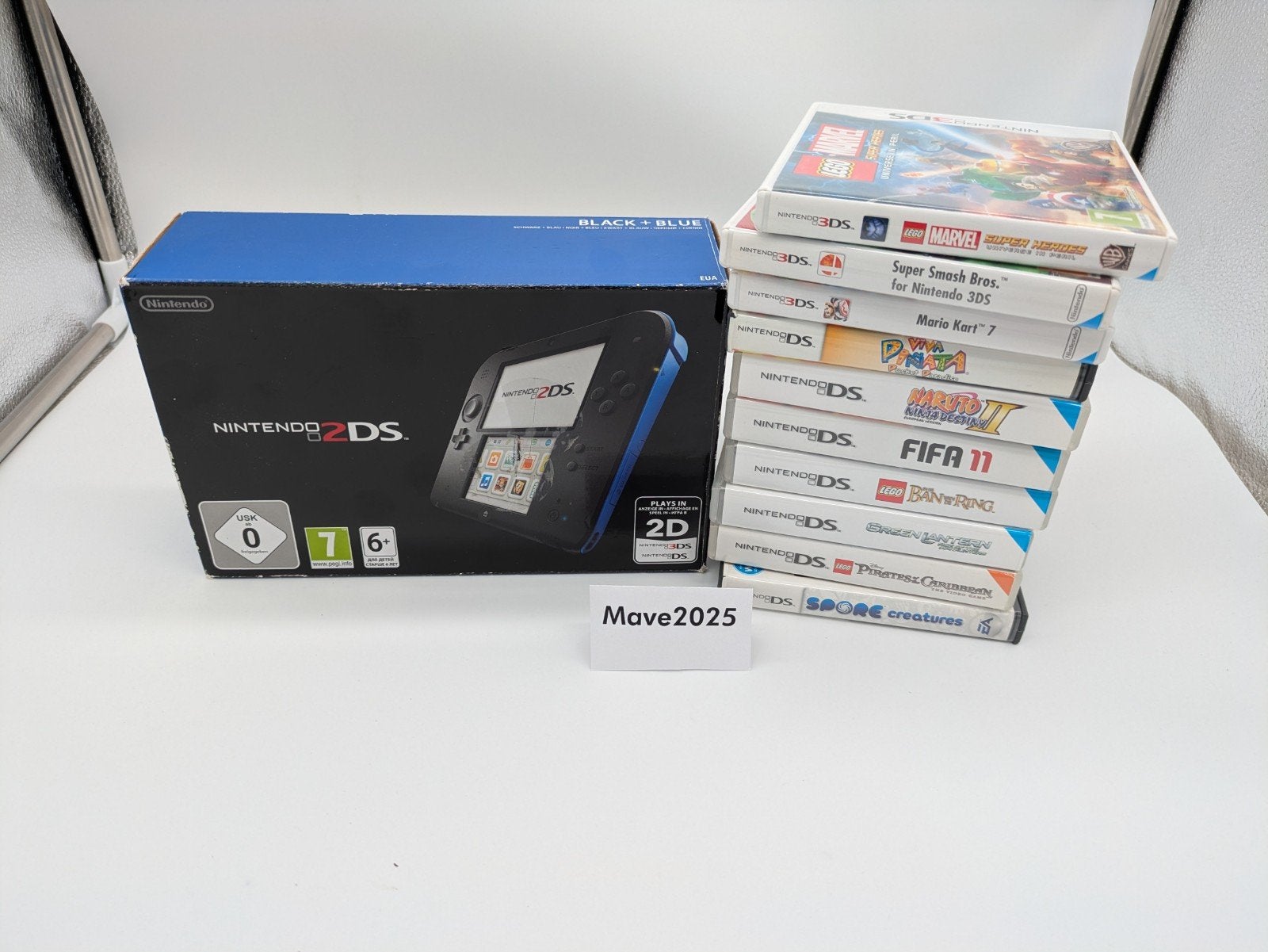 Nintendo 2DS in doos met 10 games (3x 3DS, 7x DS), Spelcomputers en Games, Zwart, 2DS, Ophalen of Verzenden, Gebruikt