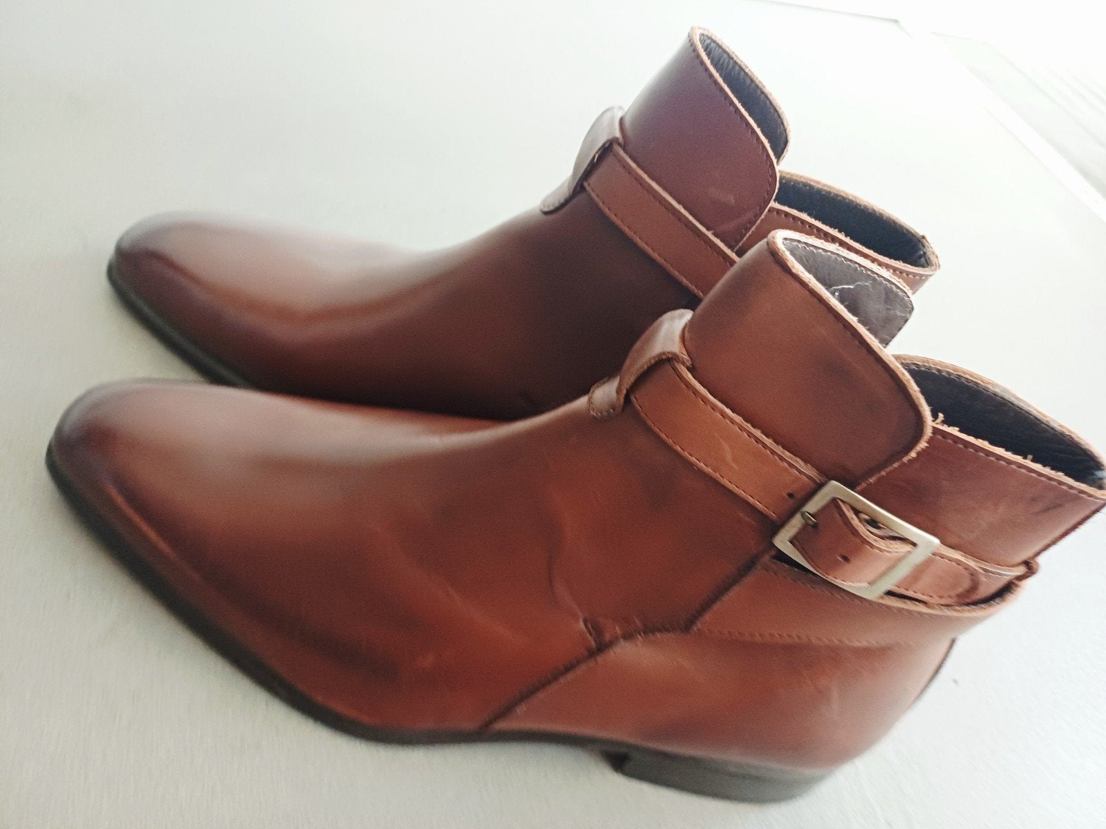 Bruine leren boots met gesp - maat 41, Bruin, Boots, Nieuw, Ophalen of Verzenden