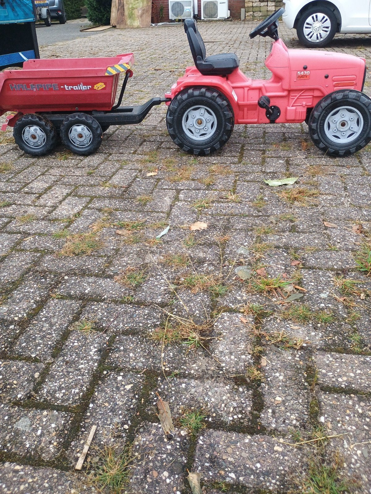 Rode traptractor met aanhanger - Gebruikt, Ophalen, Gebruikt, Trapvoertuig