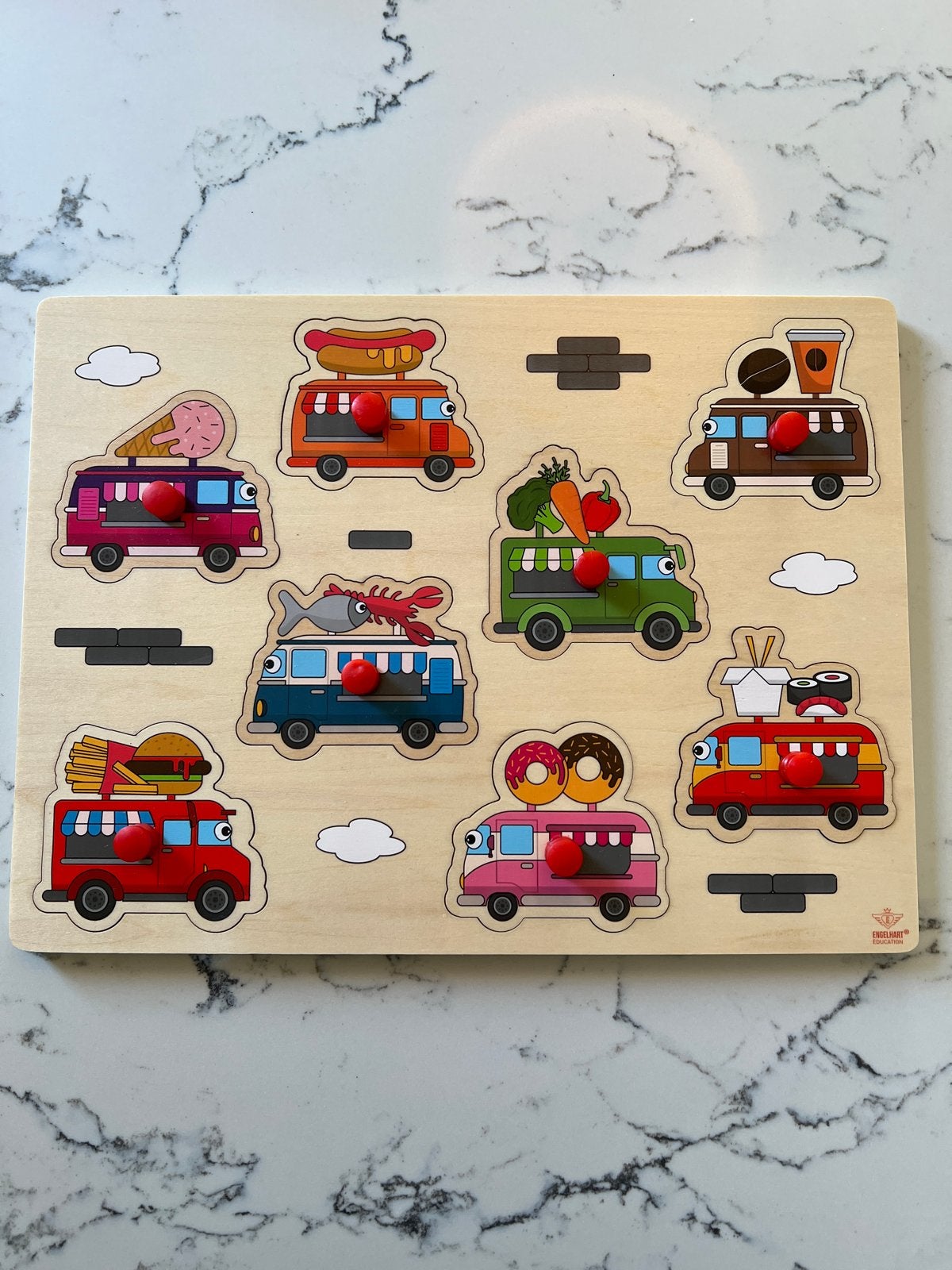 Houten Puzzel Voedselwagens - Educatief Speelgoed, Kinderen en Baby's, Ophalen, Zo goed als nieuw, Overige typen
