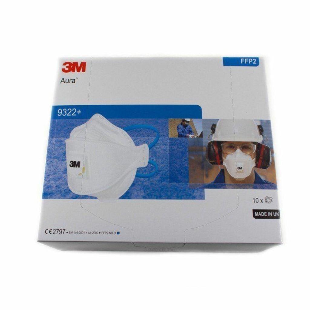 3M Aura 3M 9322+ Fijnstofmasker met ventiel - Stofmasker, Ophalen of Verzenden, Nieuw, Stofmaskers