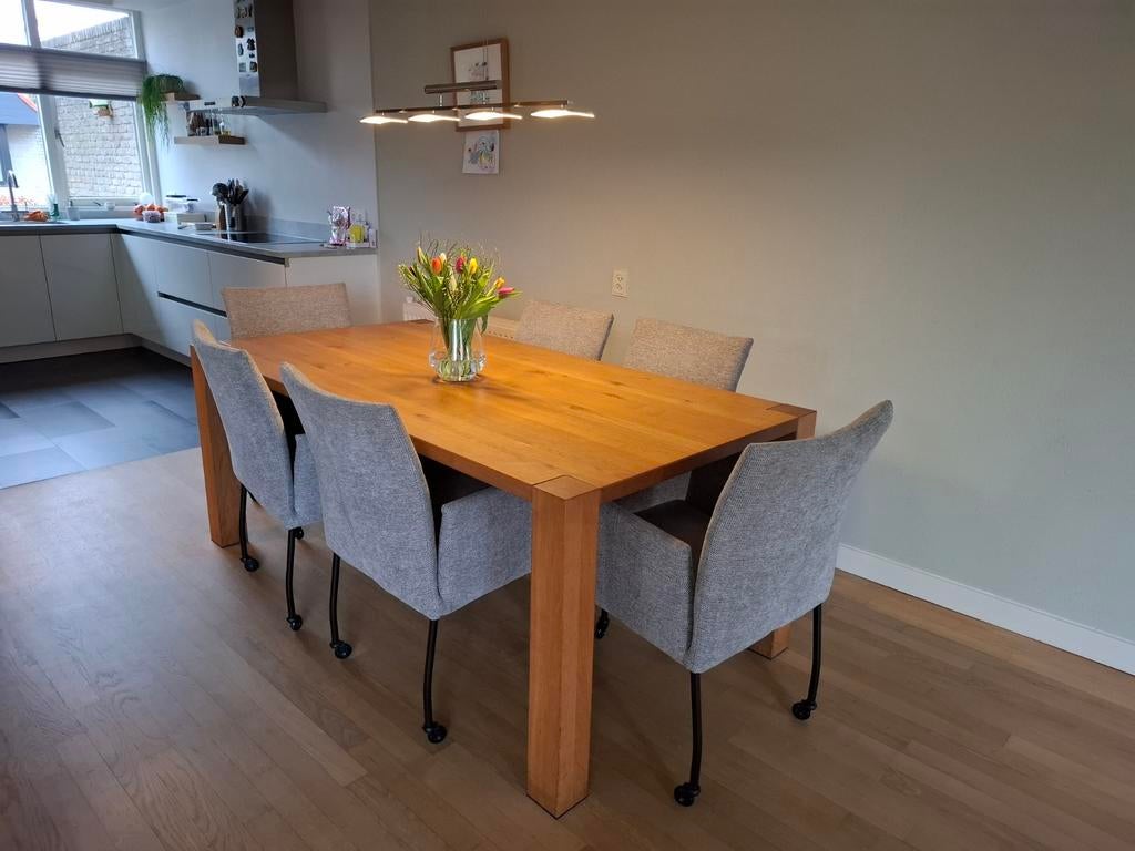 Eiken eettafel 1.00 x 1.90 m, Huis en Inrichting, Tafels | Eettafels, Ophalen, Gebruikt, Eikenhout, 50 tot 100 cm