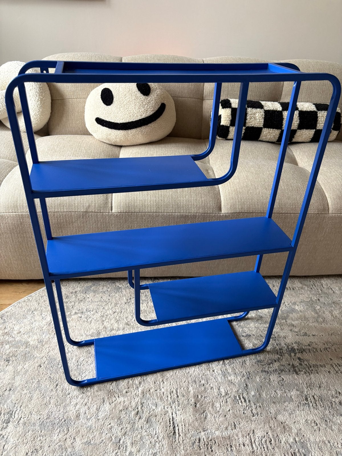 Kobaltblauw metalen wandrek Kwantum 80x60x15 cm, Ophalen, Met plank(en), Zo goed als nieuw, Minder dan 150 cm
