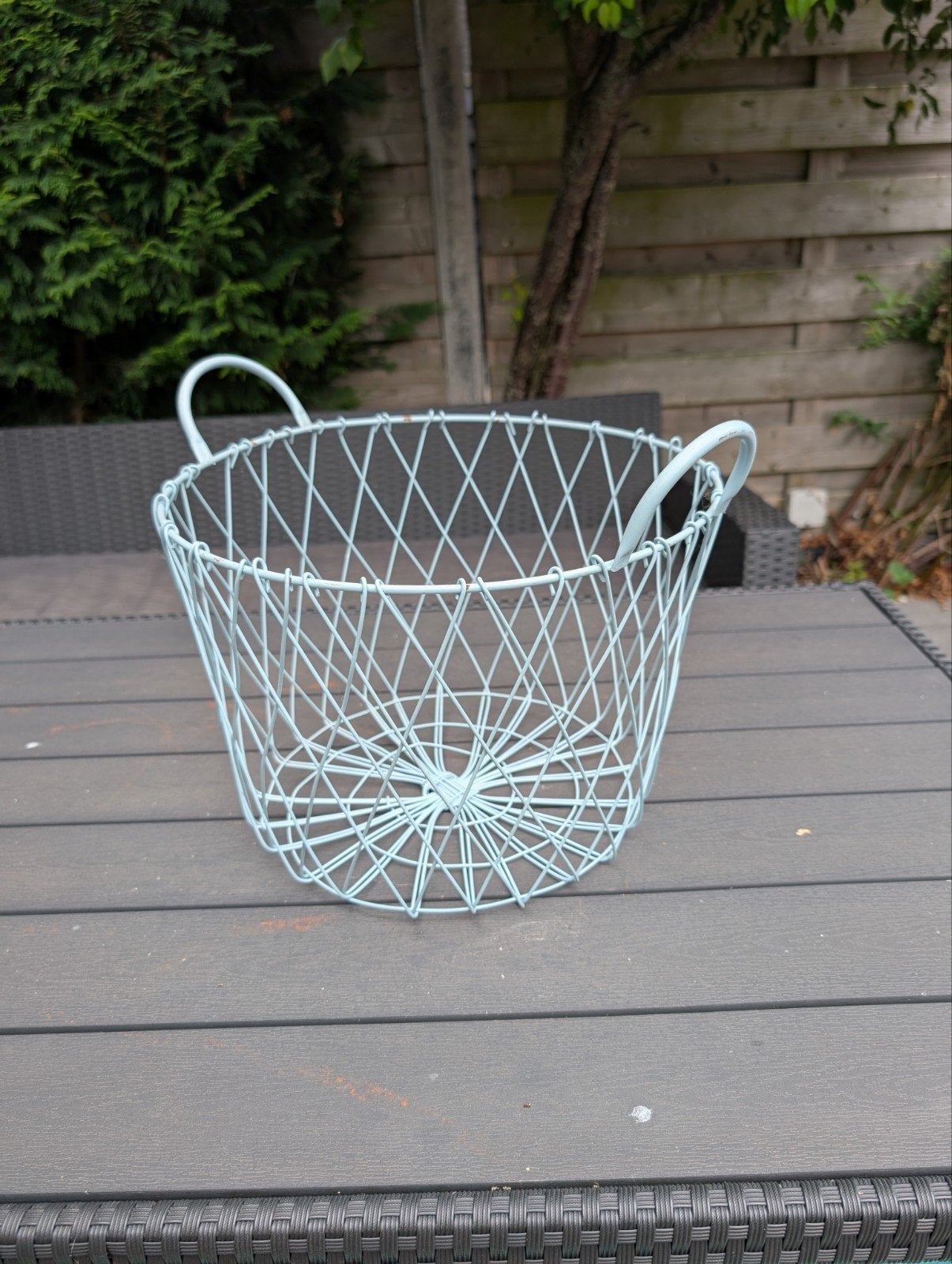 Metalen mandje voor newborn fotoshoot - Lichtblauw, Ophalen, Mand, Rond, Zo goed als nieuw