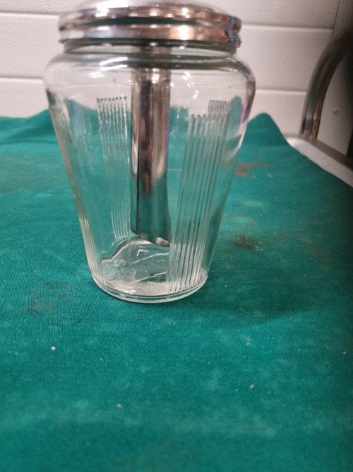 suikerstrooier glas rvs vintage, Ophalen of Verzenden