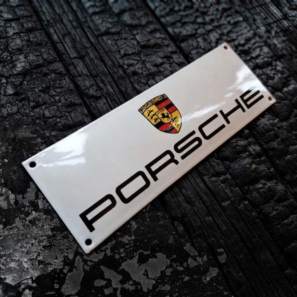 Emaille Reclamebord PORSCHE Garage Dealer Plaat Vintage Auto, Verzenden, Gebruikt, Reclamebord