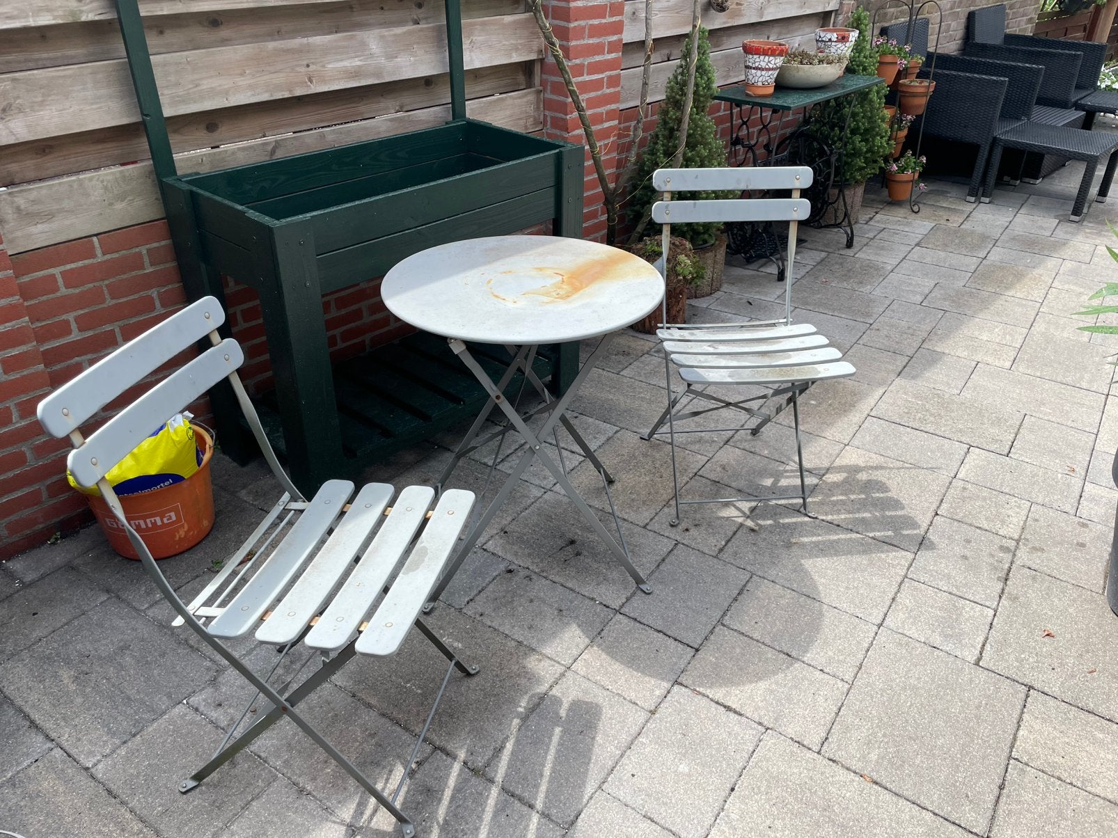 Bistro set, Ophalen, Zo goed als nieuw, Overige materialen, 2 zitplaatsen