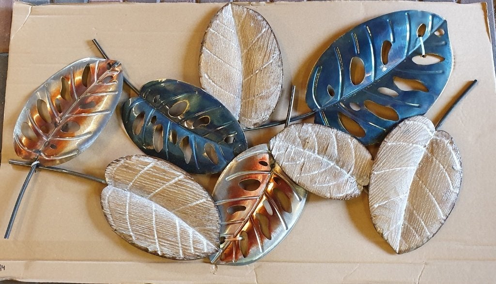 8 BLADEREN / wanddecoratie / OPRUIMING, Metaal, Wandhanger, Nieuw, Info@huisentuindecoratiemarie.nl