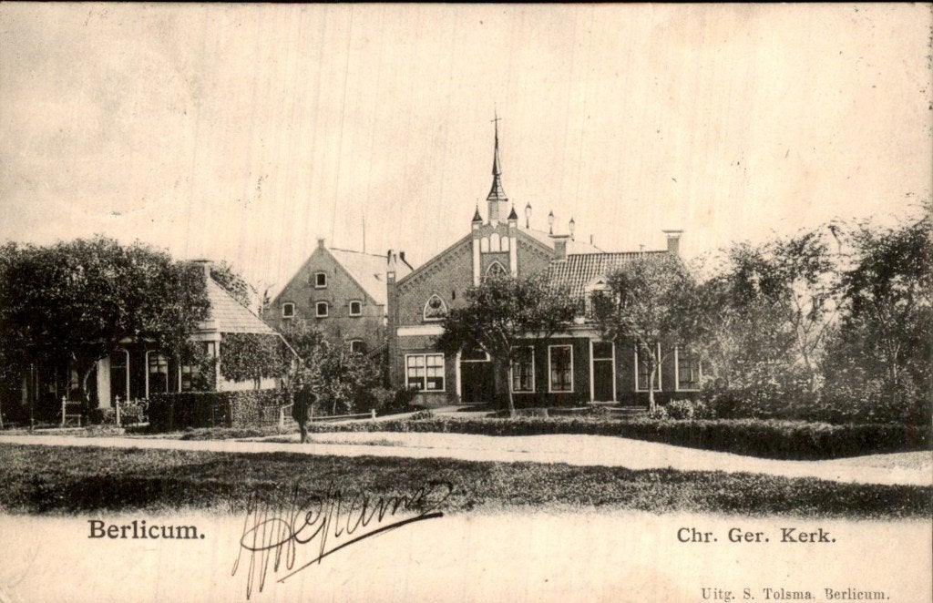 Berlicum - Chr. Ger. Kerk - Vooraanzicht, Verzamelen, Ansichtkaarten | Nederland, Ophalen of Verzenden, Voor 1920, Gelopen, Noord-Brabant
