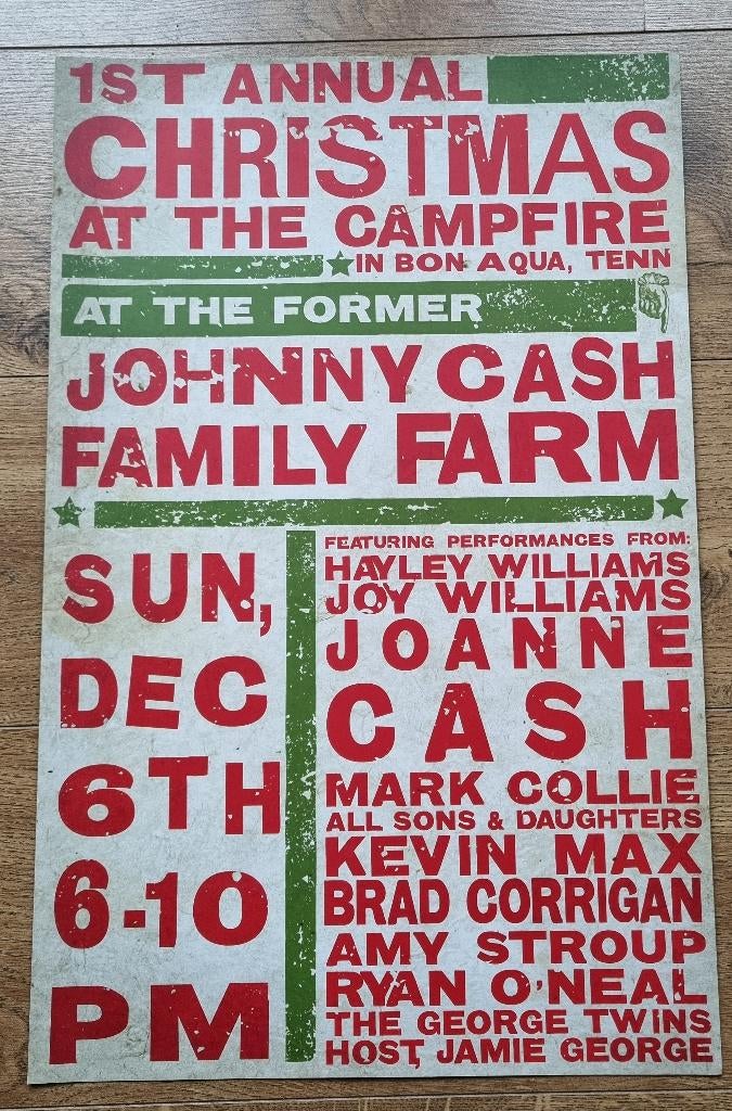 Poster kerstfeest op de farm van Johnny Cash 2015. Originee, Ophalen of Verzenden, Poster, Artwork of Schilderij