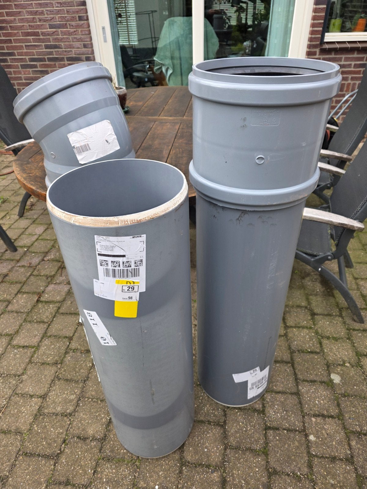PVC bochten en rechte buis 315 mm, Ophalen, Bochten, Pvc, Zo goed als nieuw