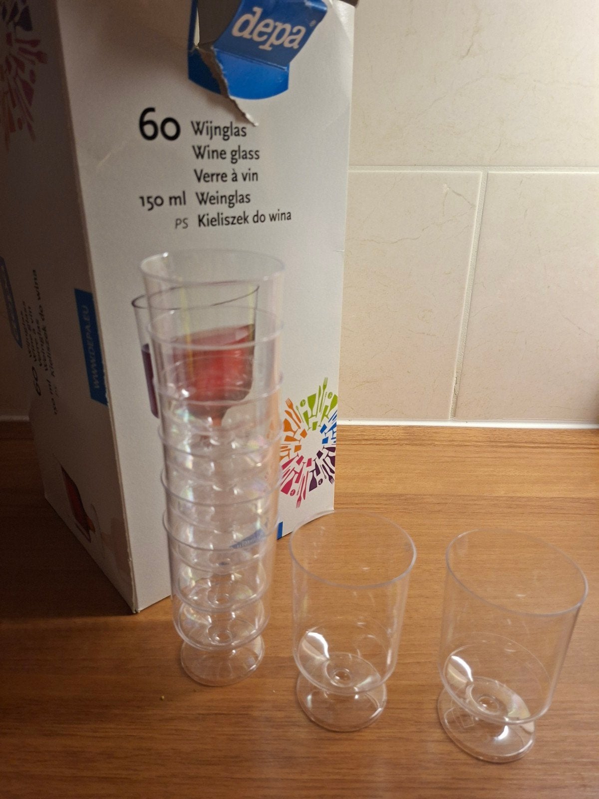 Wegwerp bekers en wijnglazen, diverse soorten, Kunststof, Ophalen of Verzenden, Meerkleurig, Overige merken
