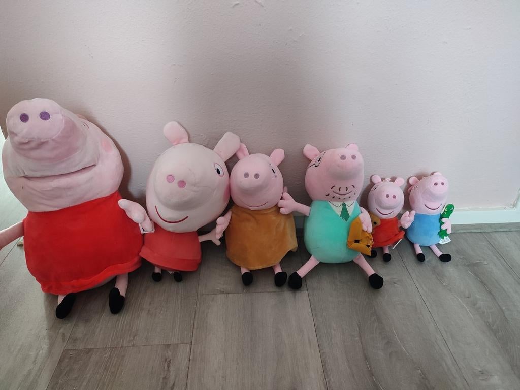 Peppa Pig Knuffels - Complete Familie Set, Gebruikt, Overige merken, Overige typen, Ophalen of Verzenden