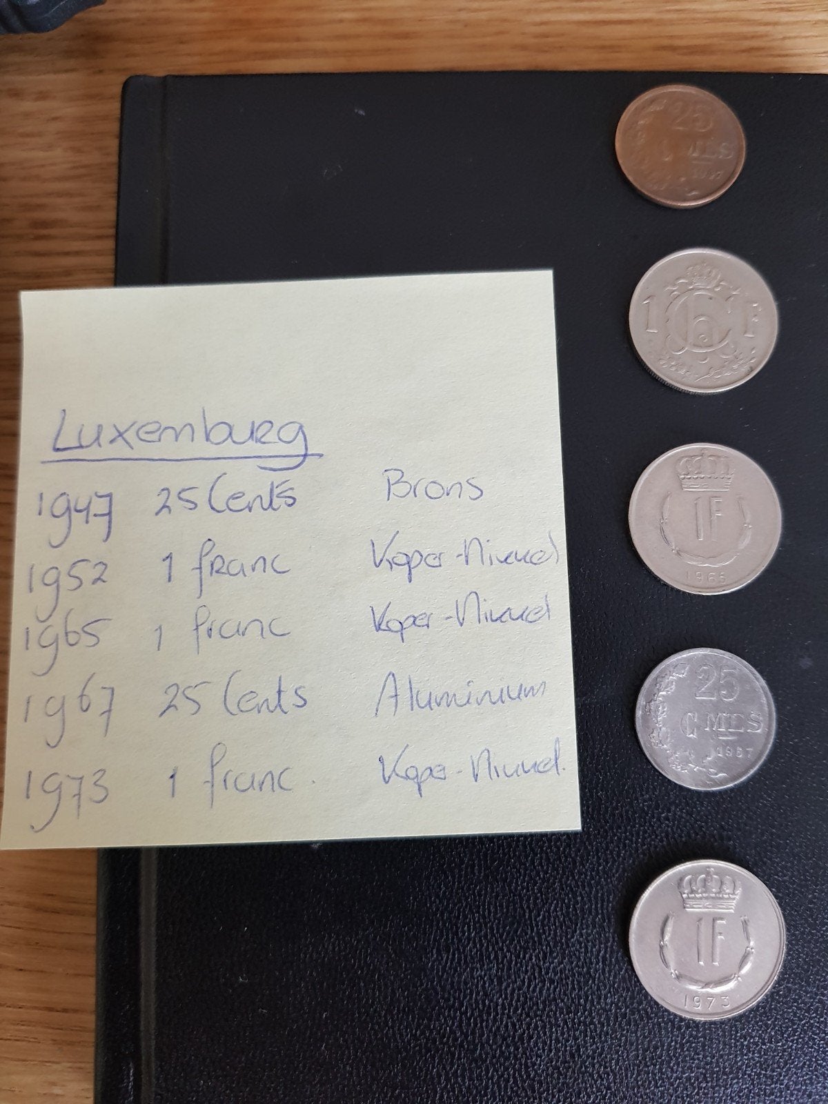 Vijf Luxemburgse munten 1947-1973, Ophalen of Verzenden, Buitenland, Munten