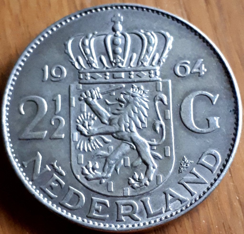 NEDERLAND : 2 1/2 GULDEN 1964 KEY DATE !! UNC KM 185, Ophalen of Verzenden, Koningin Juliana, 2½ gulden, Losse munt