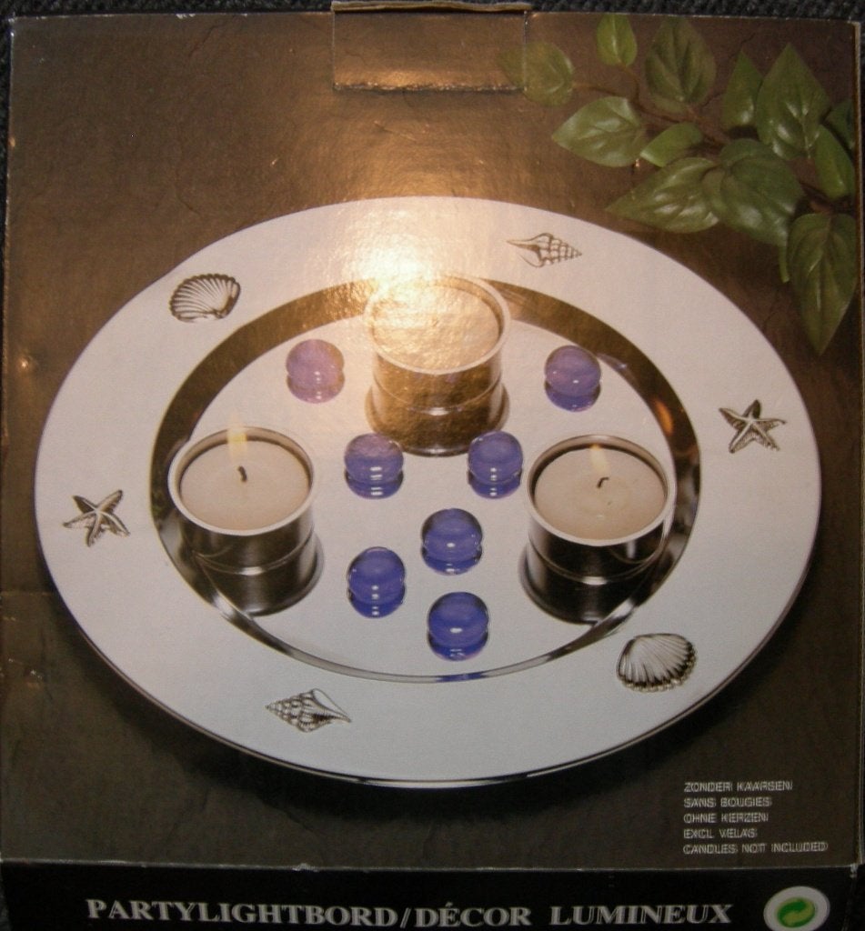 Partylightbord / Partylight bord Ø 24 cm. Met 3 theelichten., Overige materialen, Blauw, Ophalen of Verzenden, Zo goed als nieuw