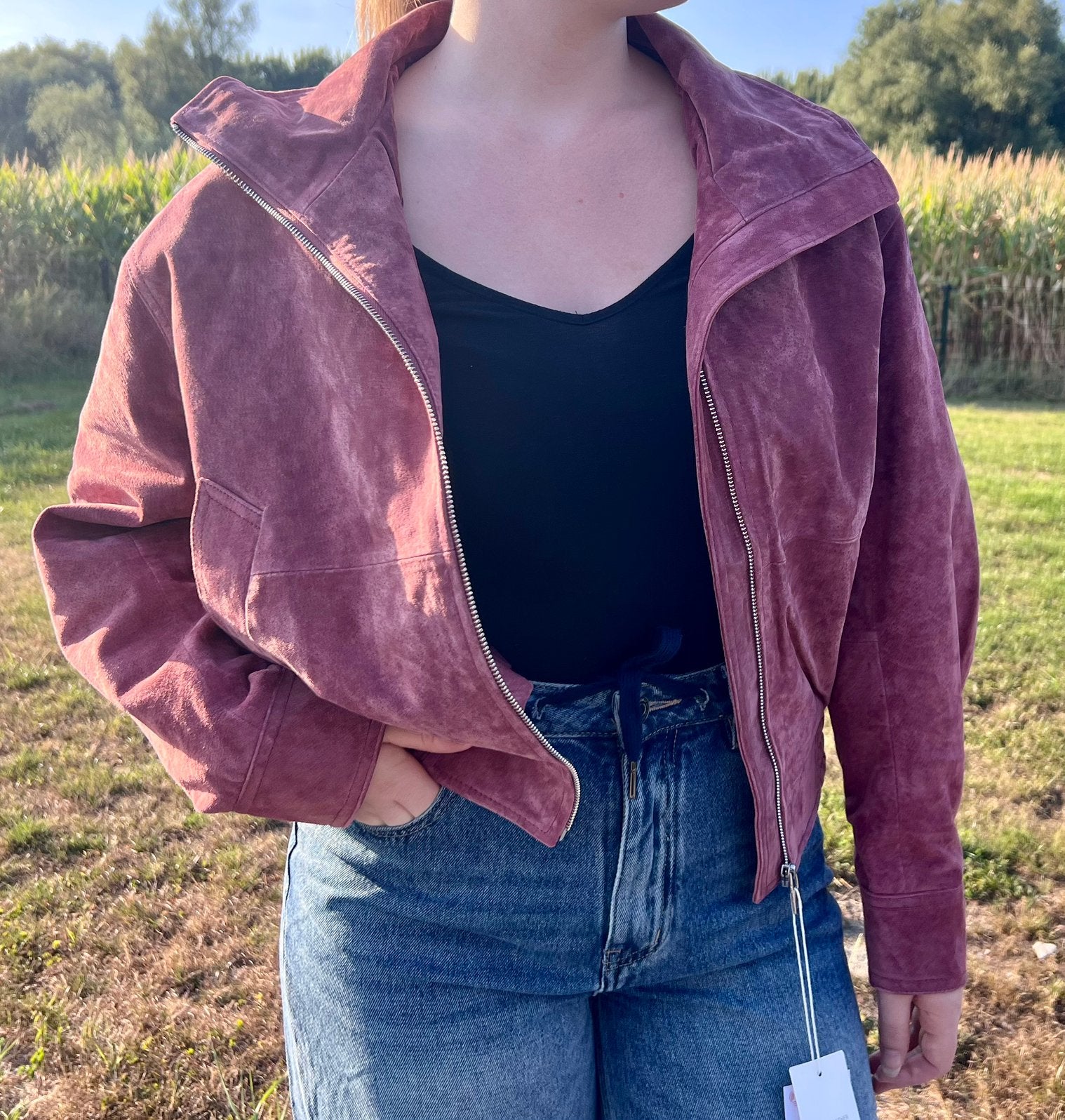 Zara 100% leren jas – XS, Ophalen of Verzenden, Nieuw, Maat 34 (XS) of kleiner, Roze
