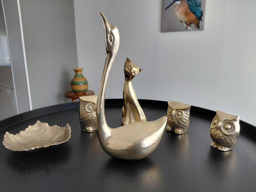 Vintage messing zwaan, Antiek en Kunst, Antiek | Koper en Brons, Ophalen of Verzenden, Koper
