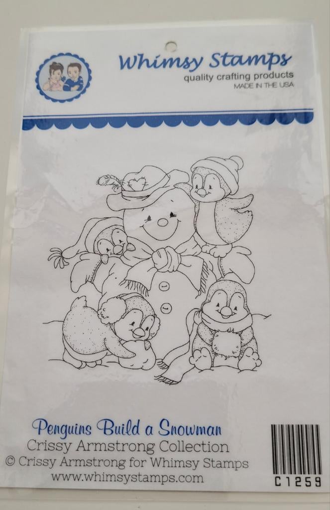 Whimsy stamps  - Penquins Build A Snowman, Ophalen of Verzenden, Zo goed als nieuw, EZ-mounted stempel