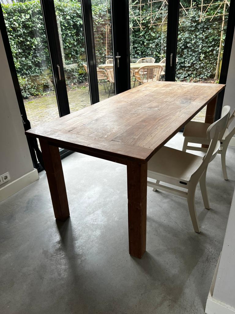 Teak houten tafel, Ophalen, 200 cm of meer, 50 tot 100 cm, Zo goed als nieuw