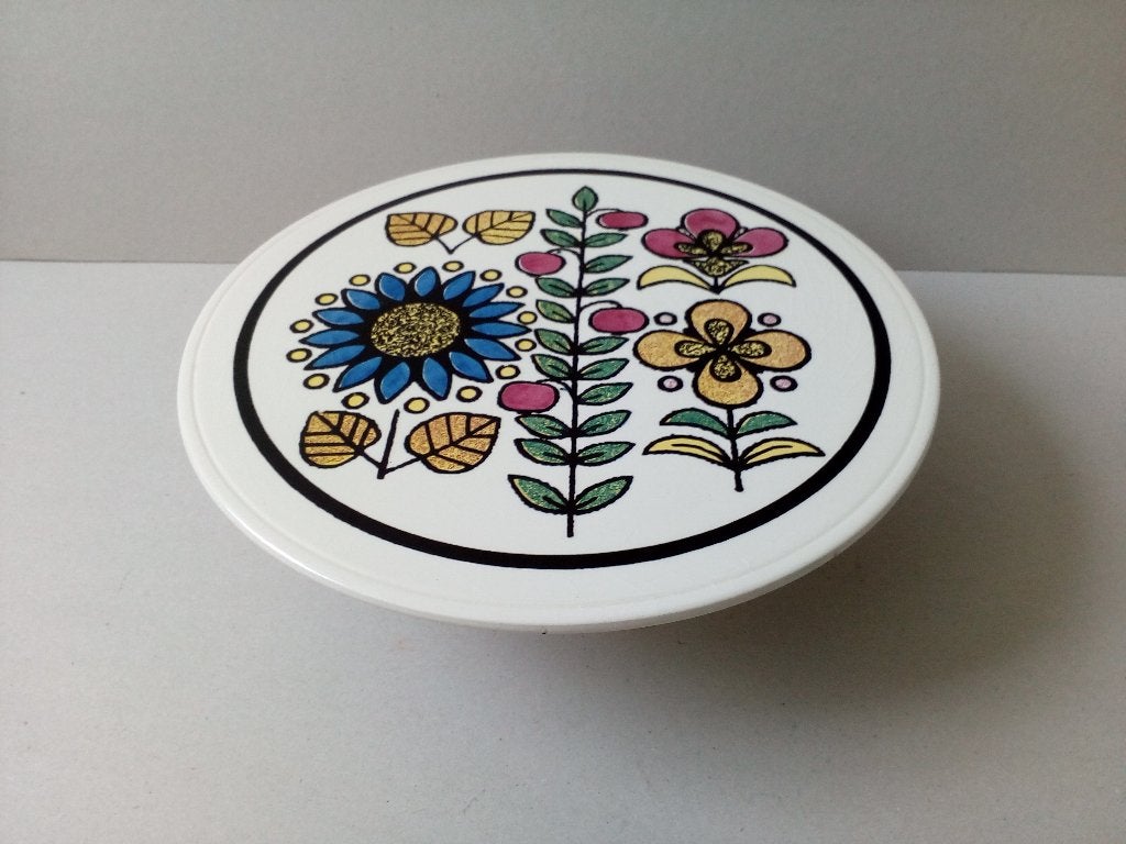 Taart/vlaaiplateau. Bloemen decoratie. Staffelkeramiek, Overige merken, Keramiek, Overige typen, Vintage