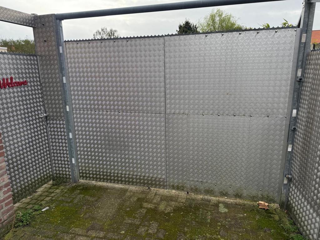 Gegalvaniseerde poort & looppoort aluminium traanplaat, Tuin en Terras, Ophalen, Gebruikt, 200 cm of meer, Aluminium