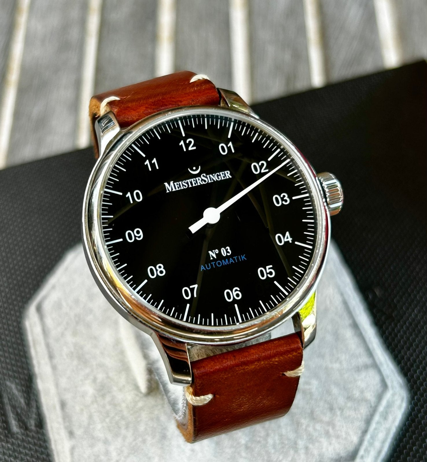 Meistersinger No.3 Zeldzaam model, mooie staat!, Overige merken, Leer, Staal, Polshorloge