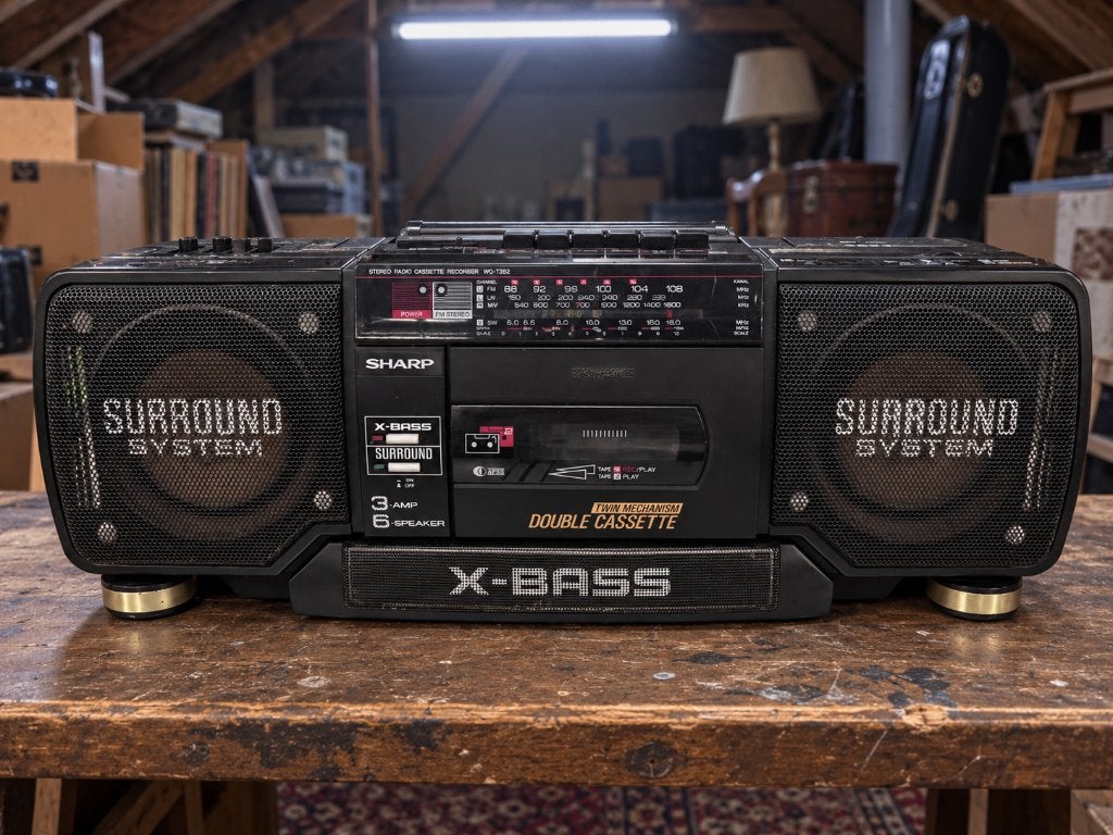 Vintage Sharp WQT35H Ghettoblaster, Ophalen of Verzenden, Gebruikt, Cassettedeck, Sharp