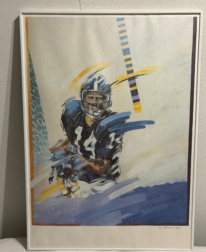 Originele sportlitho Jan Hofland – American Football, Antiek en Kunst, Ophalen, Sport, Gesigneerd, Lithografie