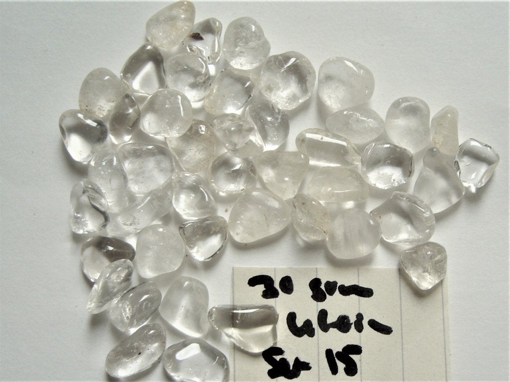 bergkristal foto1 = 1,50 trommelstenen 30g of 1 trommelsteen, Ophalen of Verzenden, Mineraal