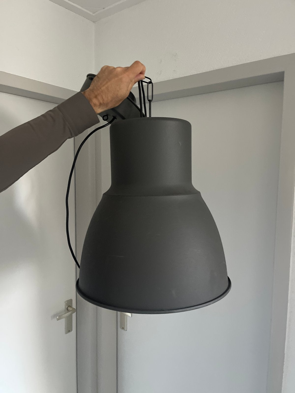 IKEA Hektar hanglamp donkergrijs, Huis en Inrichting, Ophalen, Gebruikt, Metaal, E27 (groot)