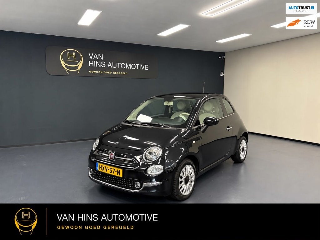 Fiat 500 1.2 Lounge |Panoramadak | sensoren | Navi | Cruise|, Voorwielaandrijving, Dealer onderhouden, Stof, Gebruikt