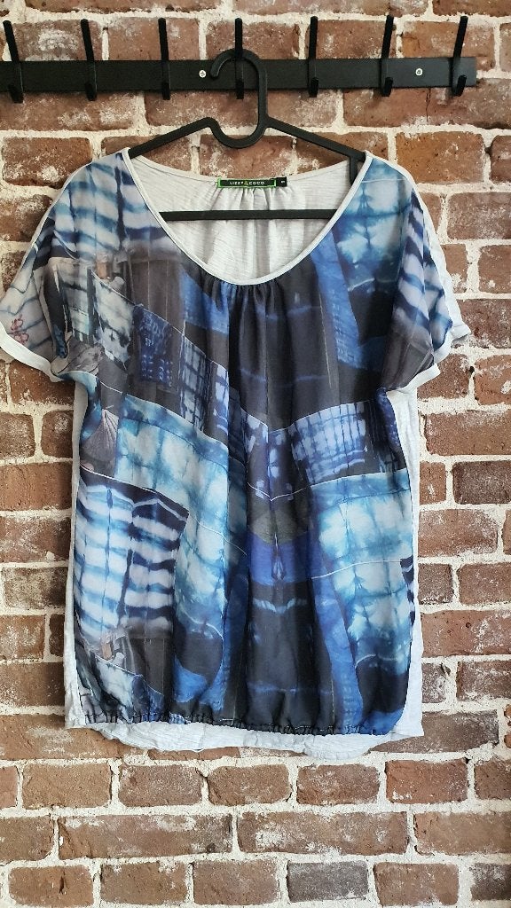 Lizzy & Coco top blauw wit print S, Maat 38/40 (M), Wit, Ophalen of Verzenden, Zo goed als nieuw