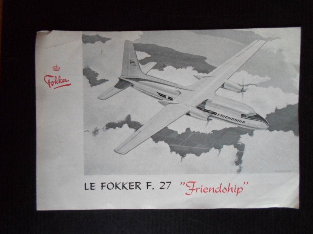 Folder Fokker Friendship F 27, Ophalen of Verzenden, Gebruikt, Boek of Tijdschrift