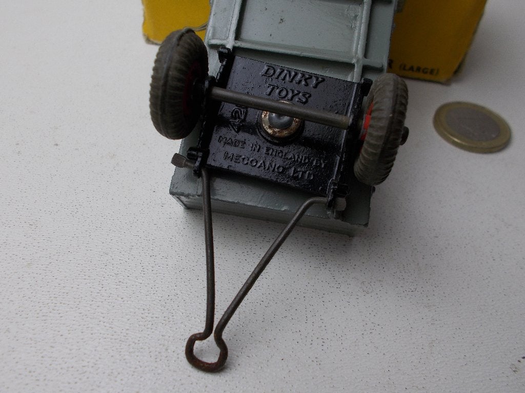 1955 Dinky Toys 428 LARGE TRAILER I.z.g.st. + DOOSJE!, Ophalen of Verzenden, Zo goed als nieuw, Bus of Vrachtwagen, Dinky Toys