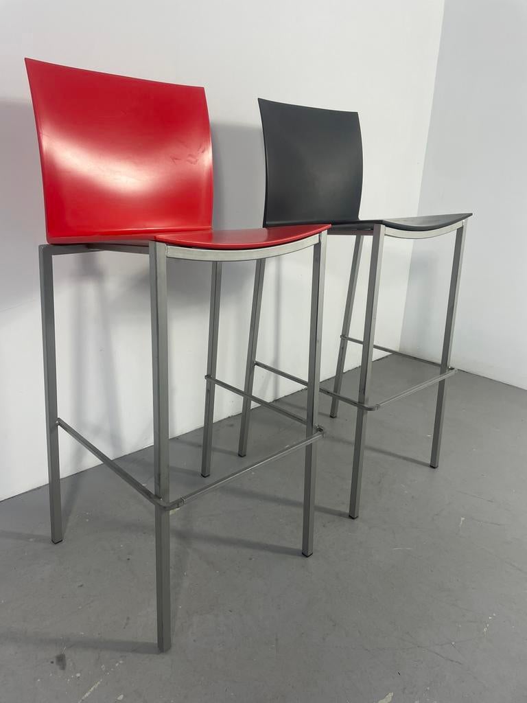 115x Barkrukken met rugleuning zwart en rood, Ophalen, 60 tot 90 cm, X, Gebruikt