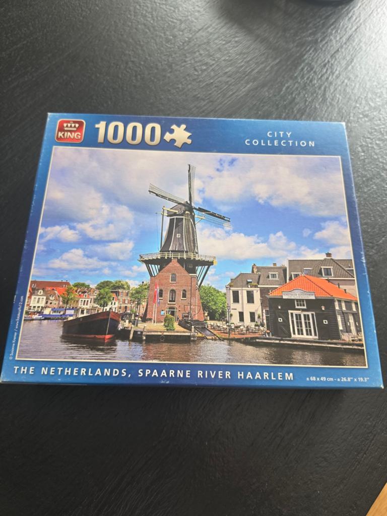 King legpuzzel 1000 stukjes - Spaarne Rivier Haarlem, Hobby en Vrije tijd, Ophalen of Verzenden, 500 t/m 1500 stukjes, Gebruikt