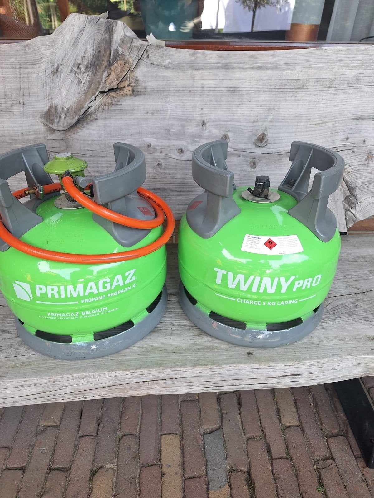 2 stuks volle Primagaz gasflessen gasfles twiny pro, Ophalen