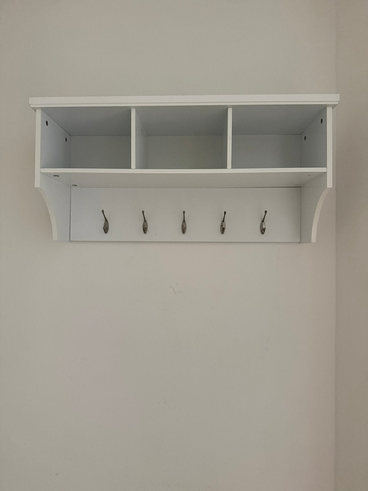 Zeer stevige mooie (witte) kapstok, met 3 vakken. Zgan., Huis en Inrichting, Woonaccessoires | Kapstokken, Zo goed als nieuw, Minder dan 100 cm