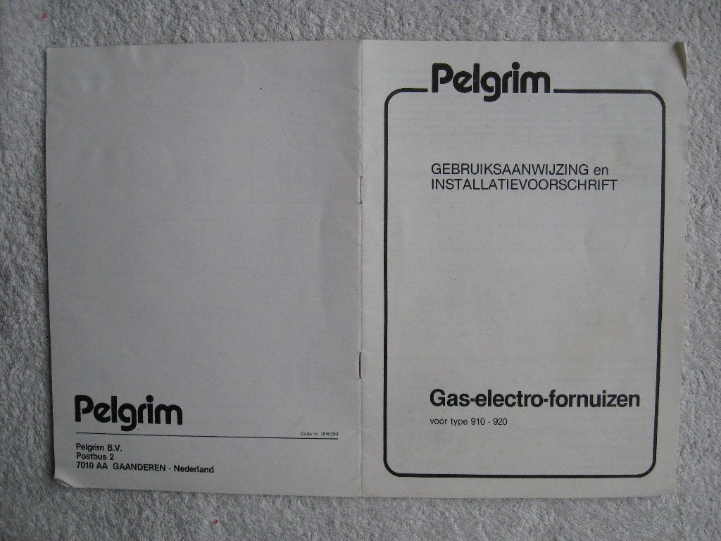 gebruiksaanwijzing voor Pelgrim fornuizen type 910 - 920, Verzenden, Gelezen, Pelgrim, Catalogus