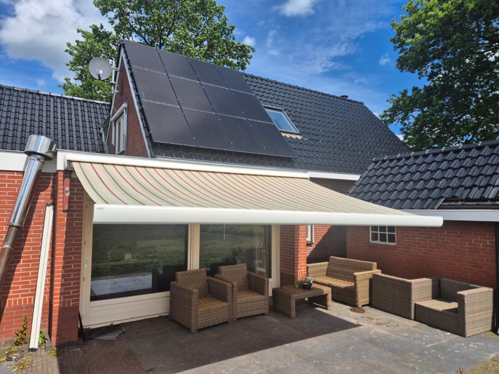 Sunpoint Knikarm Zonnescherm 340x300cm Elektrisch, Ophalen, Gebruikt, Elektrisch, 250 cm tot 450 cm