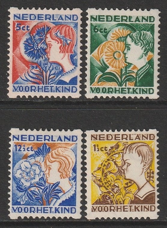 1932, Kinderzegels, Roltanding, NVPH R94/R97, ongebruikt, Postzegels en Munten, Postzegels | Nederland, Verzenden, T/m 1940, Postfris